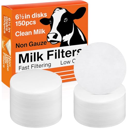 Hahafelt 150 Pack Milk Filter Discs for Raw Milk Strainer, 6-1/2 in Od Quick Flow Non-gauze Replacement Filter Discs for Strainer