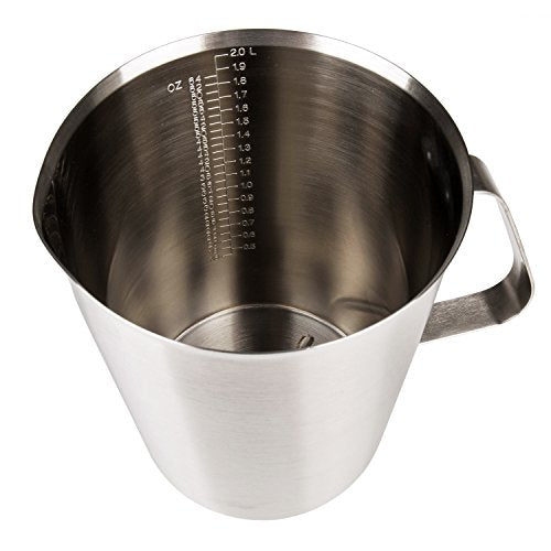 Measuring Cup, Stainless Steel Measuring Cups (64OZ/2 Liter- 8 Cup), Heavy-Duty Frothing Pitcher, Milk Frothing Pitcher Milk Frother Cup with Marking with Handle for Espresso Machines, Latte Art - size: 64 OZ (2000ML)