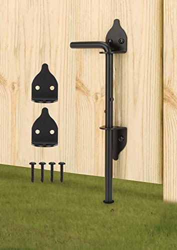 12" Heavy Duty Cane Bolt Gate Drop Rod Fence Hardware Ground Latch Stopper | for Wood/PVC/Vinyl/Metal Fences Gates, Double Doors, Black Solid Steel -1 Pack - color: 1 PACK, size: 12 Inch