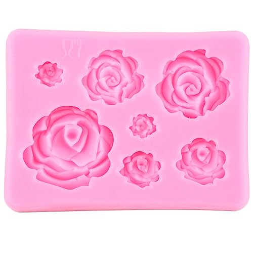 Mujiang Flower Silicone Molds Rose Daisy Hibiscus Fondant Mold Set Of 4 | Plumeria Flower Chocolate Mold Wedding Birthday Cake Decorating Cupcake Topper Candy Polymer Clay Resin Gum Paste - color: Style F
