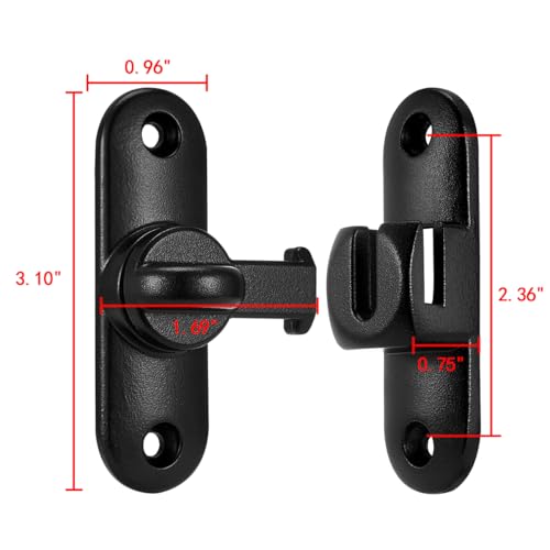 Matte Black 90/180 Degree Barn Door Latches,Flip Gate Lock | Zinc Alloy Flip Gate Latches,Right Angle Door Lock,for bedroom,garage,sliding door,window,cabinet,drawer,pet enclosures - color: Matte Black