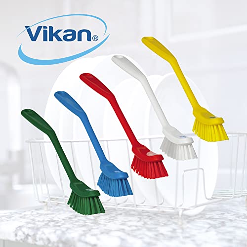 Vikan - Fine Dish Brush - Heavy-Duty, Narrow, Slip-Resistant Cleaning Brush, Polypropylene, Polyester Bristle, 11 Inch, Yellow, (42876) - color: Yellow, size: 1 Count (Pack of 1)