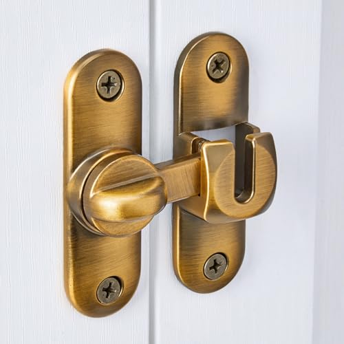 Brass 90/180 Degree Barn Door Latches,Flip Gate Lock | Zinc Alloy Flip Gate Latches,Right Angle Door Lock,for bedroom,garage,sliding door,window,cabinet,drawer,pet enclosures - color: Brass