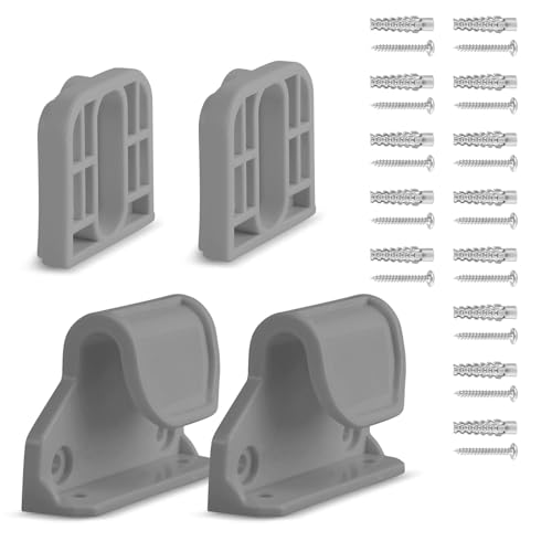 HAMOPY Auto-Lock Retractable Baby Gate Replacement Parts, Original Hardware Set (Including 2 x Latches + 2 x Brackets + 1 x Floor Hook + 1 Set of Screws) Only Fit 55“&71” Auto-Lock Baby Gate(Grey) - color: Gy-pf