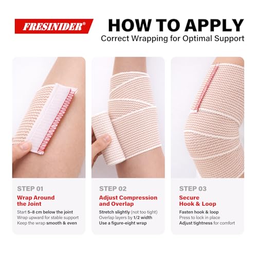 FRESINIDER Premium Elastic Bandage Wrap 3 Inch, 24 Pack, Hook and Loop | Versatile 3-Inch Cotton Compression Wrap for Ankle, Wrist and Elbow; Bulk Box for Clinics, Teams and First-Aid Stations. - color: 24 Pack X 3 Inches