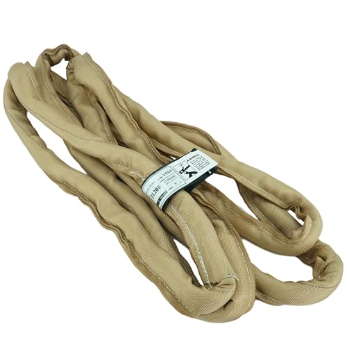 VR4 8ft Tan Endless Round Polyester Rigging Sling | USA Made, Double-Ply Cover, for Lifting & Material Handling, Capacity: 10,600 lb Vertical, 8,500 lb Choker, 21,200 lb Basket - size: 8 ft