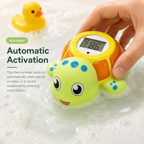 Lying Turtle Water Proof Baby Bath Thermometer for Baby Bathtub Safety | Floating Temperature Toy Water Thermometer, BPA Free, Baby Gift，New Baby Essentials，Animal Design - color: green
