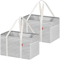 LHZK 2 Pack Utility Tote Bag with Metal Wire Frame and the Sides Rinforced, Large Tote Bag with Handle, Reusable Grocery Bags Foldable, Beach Bag, Car Tote (Gray, 18.5''x11.8''x11.5'') - color: Gray, size: 18.5''x11.8''x11.5''-2 Pack