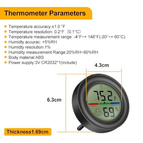 Digital Hygrometer Indoor Thermometer Humidity Meter | Room Temperature Hydrometer Monitor Gauge for 3D Printer, Home, Office, Greenhouse, Incubators