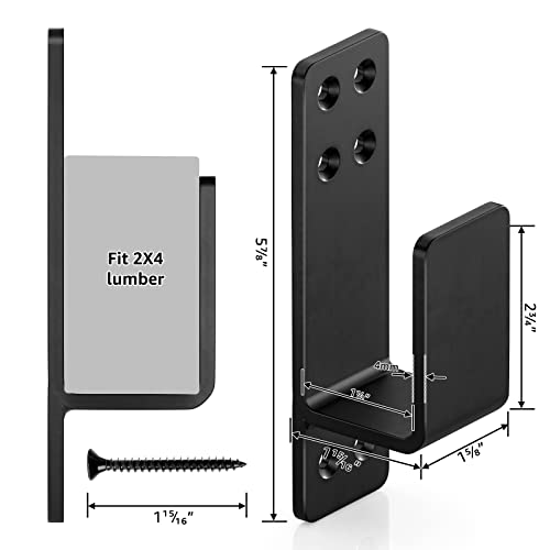 2x4 Door Barricade Brackets, Heavy Duty 2pcs, Black | Door Bar Holder Brackets for Home Security - color: Black