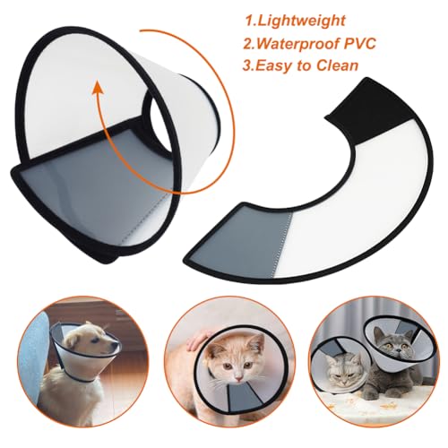 Vivifying Cat Cone, Adjustable Recovery Pet Cone, Lightweight Plastic Elizabethan Collar for Large Cats and Small Size Dogs - size: L
