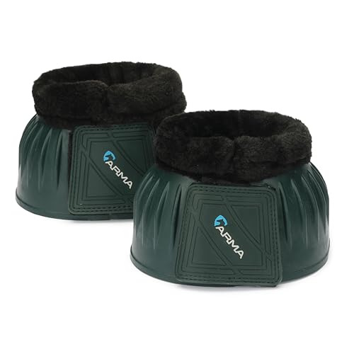 Shires Equestrian Equine Horse Arma Fleece Overreach Green Pony Bell Boots - color: Green, size: Pony