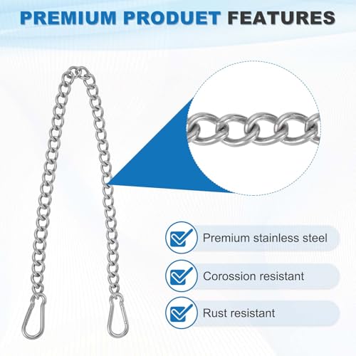 PATIKIL Gate Chain Lock, (15.8Inch, Silver) (1Pcs)304 Stainless Steel Hanging Chain Lock for Stall Barn/Cabinet/Fence/Hammock/Pet Cages - size: 15.8Inch