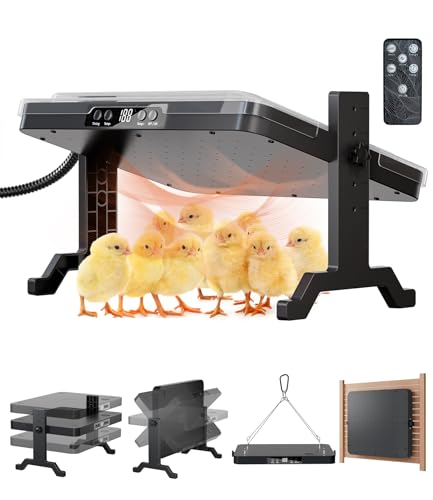 Smart Brooder Heating Plate, 2-in-1 Chicken Coop Heater & Chick Brooder, 200W Rapid Radiant Heat with Adjustable Temp 86~194℉ & Timer & Height & Angle, Peck-Resistant Power Cord, ETL/UL Certified Safe