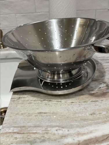 Palksky Colander and Strainer Self Drainer Base Plate Stainless Steel for Kitchen, Metal Countertop Draining Tray for Pasta Rice Noodle Fruit Veggie Food Strainer & Ceramic Colander - color: Strainer Self -Drainer Base Plate