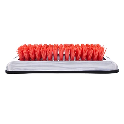 United Pacific 90055 Stainless Shoe/Boot Scraper w/Nylon Brush, 430 Stainless Steel Housing – Red Brush – ONE Unit - color: Red Brush