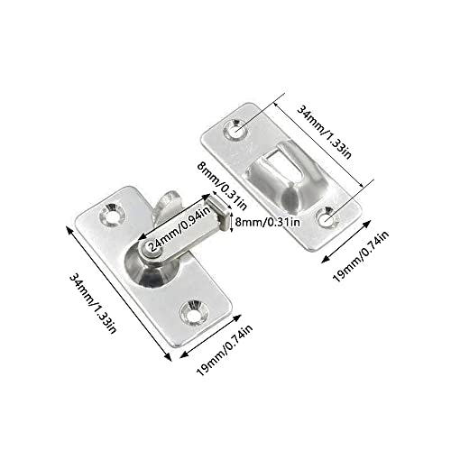 Door Hasp Latch 90 Degree, Stainless Steel Safety Angle Locking Latch Pocket Door Lock Screen Door Lock Sliding Door Latch for Push/Sliding/Barn Door