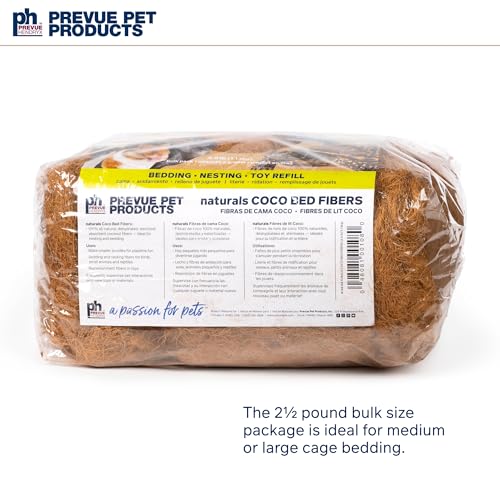 Prevue Pet Products Small Animal Coco Bed Fibers 2.5 lbs | 100% Natural Sterilized Coconut Fiber to Nest, Ideal for Bedding & Replenishing Toys