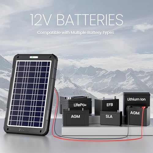 POWOXI 12W 12V Solar Battery Charger Trickle Maintainer Kit for Car | Smart Charge Controller | Waterproof | Intelligent Safety Protections | for Boat, Marine, RV, Automotive, Motorcycle, Trailer - color: PWM-12W