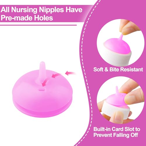Pet Feeding Nipple with Syringe, Soft Silicone Nursing Pet Feeding Bottle, Ventilation Valve Resistant Tearing for Puppies, Kittens, Rabbit, Small Wildlife (S Nipple,Pink) - color: Pink-S Size