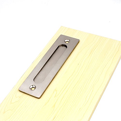 Goldenwarm 12 in Sliding Barn Door Handle and Flush Pull Set-7 Inch Hole Centers Brushed Nickel Heavy Duty Hardware Stainless Steel, 2 Pack