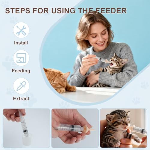 Kitten Bottle Feeding Kit, Pet Nursing Kit, Apricot, 1 Set | Easy-to-Use Kitten Feeding Set, Complete Care Solution for Feeding, Kitten Bottle Feeding Set with Nursing Nipples - color: Apricot