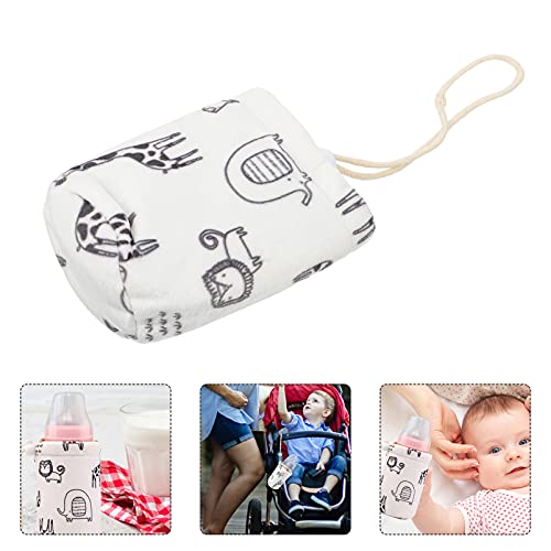 Healifty Baby Bottle Sleeve Washable Nursing Bottle Cover Thickened Lamb Cashmere Lining Insulated Sleeve for Travel Carry and Daily Feeding 4.33 X 2.75 X 2.75 in