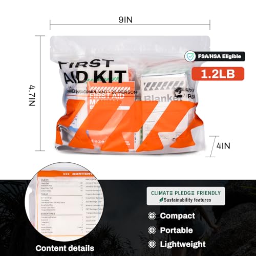 RHINO RESCUE 240pcs First Aid Kit Refill Supplies | Emergency Extra Replacement Kit, Restock Supply Pack, Self-Sealing Bag, HSA/FSA Approved - size: 220 Piece