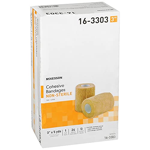 McKesson Cohesive Bandages, Non-Sterile, Latex, Tan, 3 in, 1 ct | Contains Latex, 5 yds