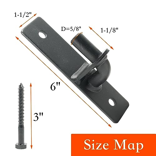 Wall Mount 4 Pack Gate Hinge Black, Sturdy Fence Post Chain Link Hinges with 5/8 Pin - color: Black（4）