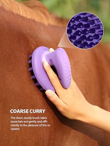 Harrison Howard Horse Grooming Brushes Kit 7 pieces with Organizer Tot Equine Care Series Horse Brush Sets New Purple - color: New Purple