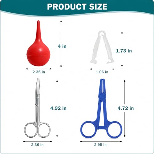 Animal Birth Kit with Curved Scissors, Disposable Umbilical Clamps, Hemostat, Bulb Syringe, Safe Delivery for Puppies, Kittens, Lambs, Piglets & Calves, Farm & Home Use