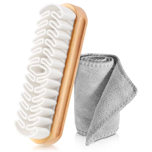 2 Pcs Suede Shoe Brush Nubuck Leather Cleaner Shoes Shine Dauber Crepe Applicators Set with Cleaning Cloth(Suede Brush with Cloth) - style: Suede Brush with Cloth