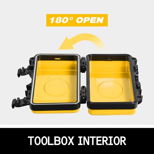 11" Yellow Metal Tool Box, Portable Steel Tool Case with Secure Latch & Handle, Empty Storage Organizer for Home DIY & Small Tools - color: Yellow
