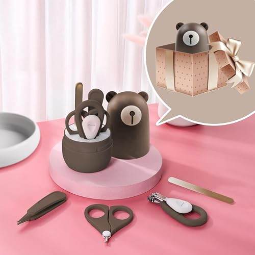 Baby Nail Clippers Set, Baby Manicure Set and Pedicure Set with Cute case. Baby Grooming Gift Set for Newborns, Infants and Toddlers - color: c pink