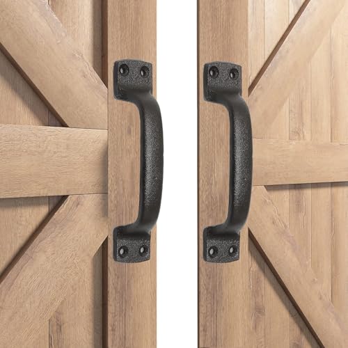 2-Pack 7 Inch Classic Barn Door Handle - Black Cast Iron Pull for Sliding Doors, Gates, Sheds, Fences, Closets - Indoor Outdoor Farmhouse Hardware - size: 7" - 2 Pack, style: Classic