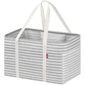 LHZK Standing Utility Tote Bag with Metal Wire Frame and the Sides Rinforced, Large Tote Bag with Handle, Reusable Grocery Bags Foldable, Beach Bag, Car Tote (Gray, 18.5''x11.8''x11.5'') | Metal Wire Frame - color: Gray, size: 18.5''x11.8''x11.5''-1 Pack
