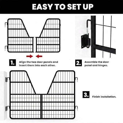 52"x42" Heavy Duty Reinforced Frame Horse Stall Gate, Alloy Steel Horse Gate with Heavy Duty Stall Guard, Galvanized Rustproof Chew Proof, Reinforced Frame Plus Heavy Hinges, Two Way Opening - size: 52 in × 42 in × 0.8 in