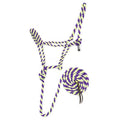Jeffers Equine Braided Mule Tape Halter with 10' Detachable Lead Rope Set for Horses, 14 to 18 Hands - Stylish Design with Adjustable Poll Strap, Easy to Use Western Tack - Purple & Lime Green - color: Purple & Lime Green