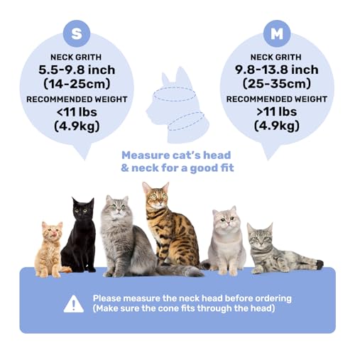 Adjustable Cat Recovery Cone Collar, Lightweight Soft Cat E-Collar Alternative After Spay, Waterproof Comfy Collars to Stop Licking Wound After Surgery, Protective Cone for Kittens/Puppies - color: Sky Blue, size: Medium