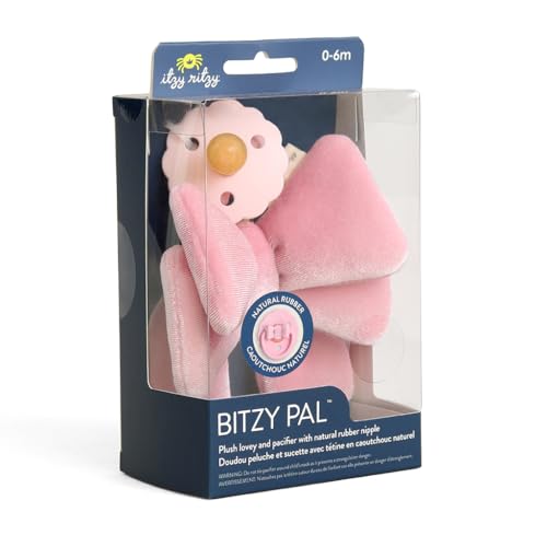 Itzy Ritzy Pacifier & Lovey Set - Natural Rubber Pacifier with Plush Bow | Natural Rubber Pacifier with Detachable Bear Lovey, Soft Cotton Fabric, Large Vent Holes, and Soothing Comfort for Babies - color: Bow