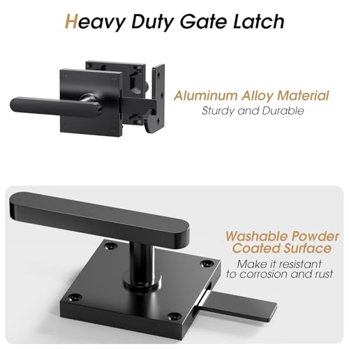 Double Side Gate Latch, Left Inswing Gate Latch for Wooden Fence | Black Fence Gate Latch With Handles, Heavy Duty Gate Latch for Wooden Gates, Vinyl Gate, Backyard, Garden - size: GL01