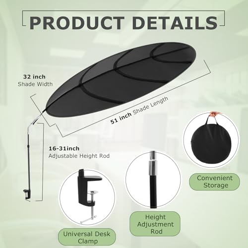 Large Adjustable Office Cubicle and Desk Shade,51'' Portable Cubicle Light Shade with Clamp Foldable Rotatable Canopy Blocks Light or Disturbance for Working Accessories(Forest) - style: Forest