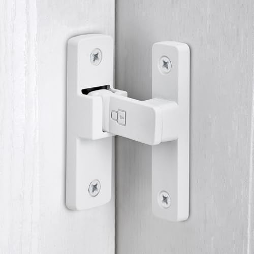 Matte White 90 Degree Barn Door Lock ，Right Angle Door Lock Latch | Zinc Alloy Flip Gate Latches,for bedroom,garage,balcony,barn,sliding door,bathroom,window,cabinet,drawer,pet enclosures - color: Matte White_90 Degree