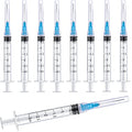 100 Pack 3ml/cc Plastic Luer Lock Syringa with 23Ga and Cap, Individually Sealed Wrapped, for Scientific Labs, Measuring Liquid, Refilling Cartridges or Glue Applicator - style: 100 Pack-3ml 23gauge