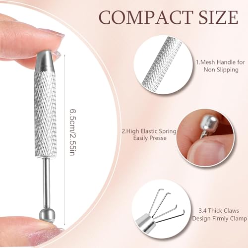 2Pcs Piercing Ball Grabber Tool for Changing Jewelry, Stianless Steel Flat Back Earring Applicator Internally Threaded Push Pin Piercing Grabber Tool - color: Blue&Silver