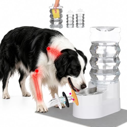 RIZZARI 9L Elevated Dog Water Dispenser: Large Capacity Wide Mouth | Filtered Hydration Design/Senior & Large Dogs / Dishwasher Safe Stainless Steel Bowl /Anti Splash Base/ Multi Pet Homes - color: White, size: 9L