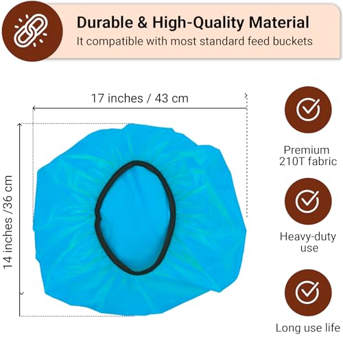 Horse Bucket Cover - Waterproof Bucket Cover for Feed Buckets for Horses, 210T Ripstop Polyester, Fits 2-5 Gallon (8-20 Quart), Cold-Flexible Daily-Use Cover (Blue) - 1 pc - color: Blue