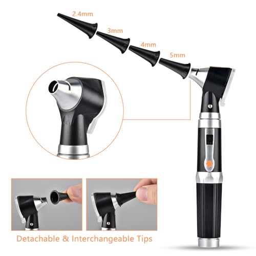 Jiusion 3X Otoscope with LED, Handheld Ear Magnifier Scope for Doctor & Home | Portable Ear Check Scope with 8 Specula Caps & Storage Case for Adults, Kids, Pets, Dogs, Cats - size: Otoscope