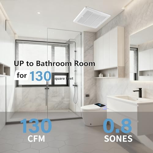 Tech Drive Bathroom Exhaust Fan,130CFM,0.8Sone,6 Inch Duct | No Attic Access Needed,Very Quiet Ventilation Fan, Easy to Install Ceiling Mounted, White,ETL Certified - size: 130CFM 0.8Sone